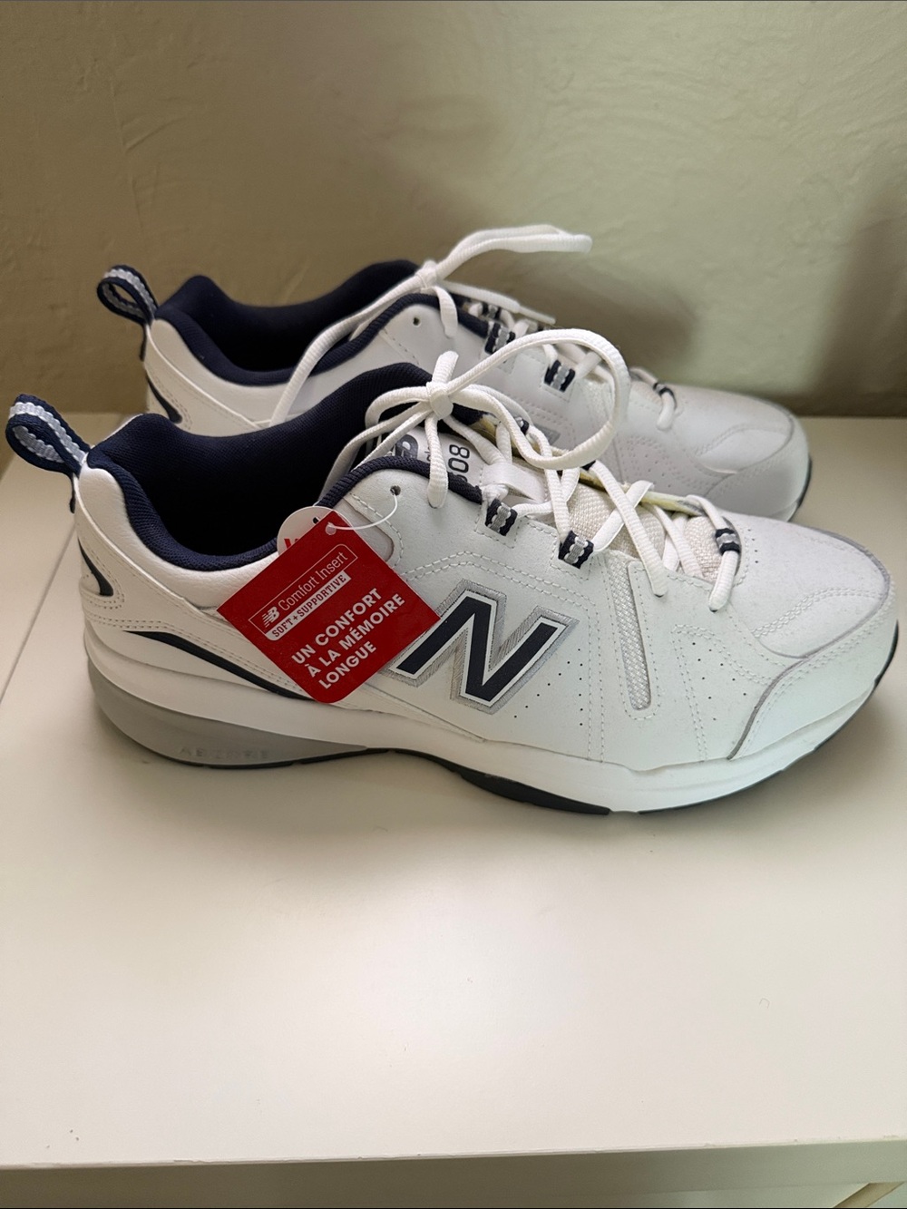 New Balance White & Navy Comfort Walking Sneakers